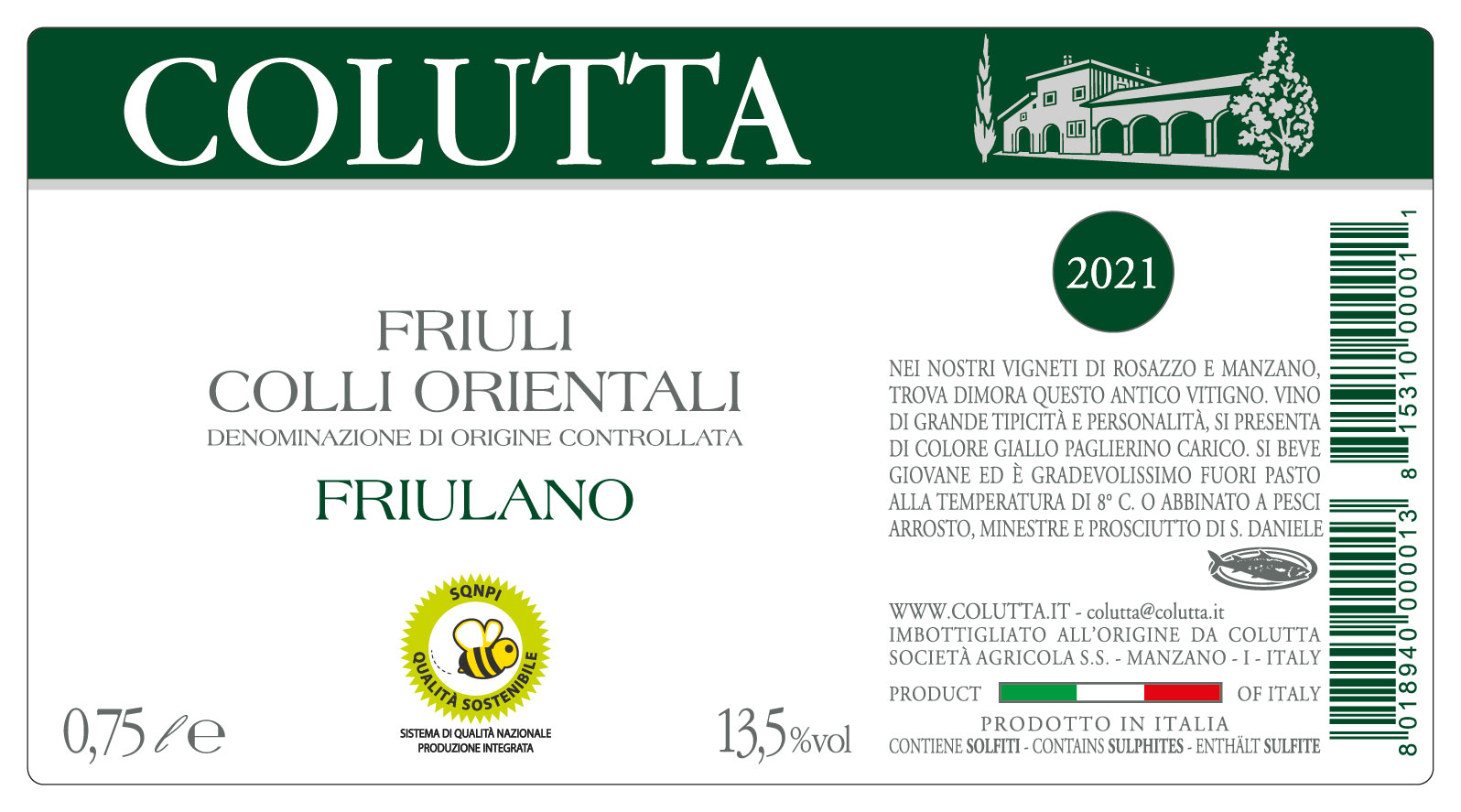 FRIULANO 2021 SQNPI