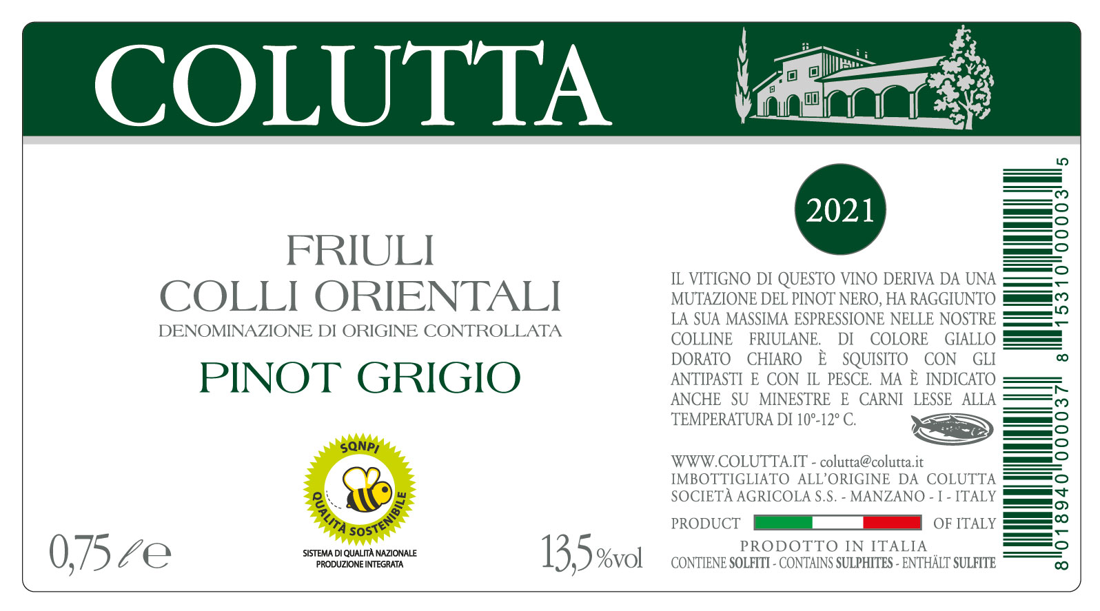 PINOT GRIGIO 2021 SQNPI